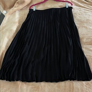 DKNY Black A-Line Pleated Skirt